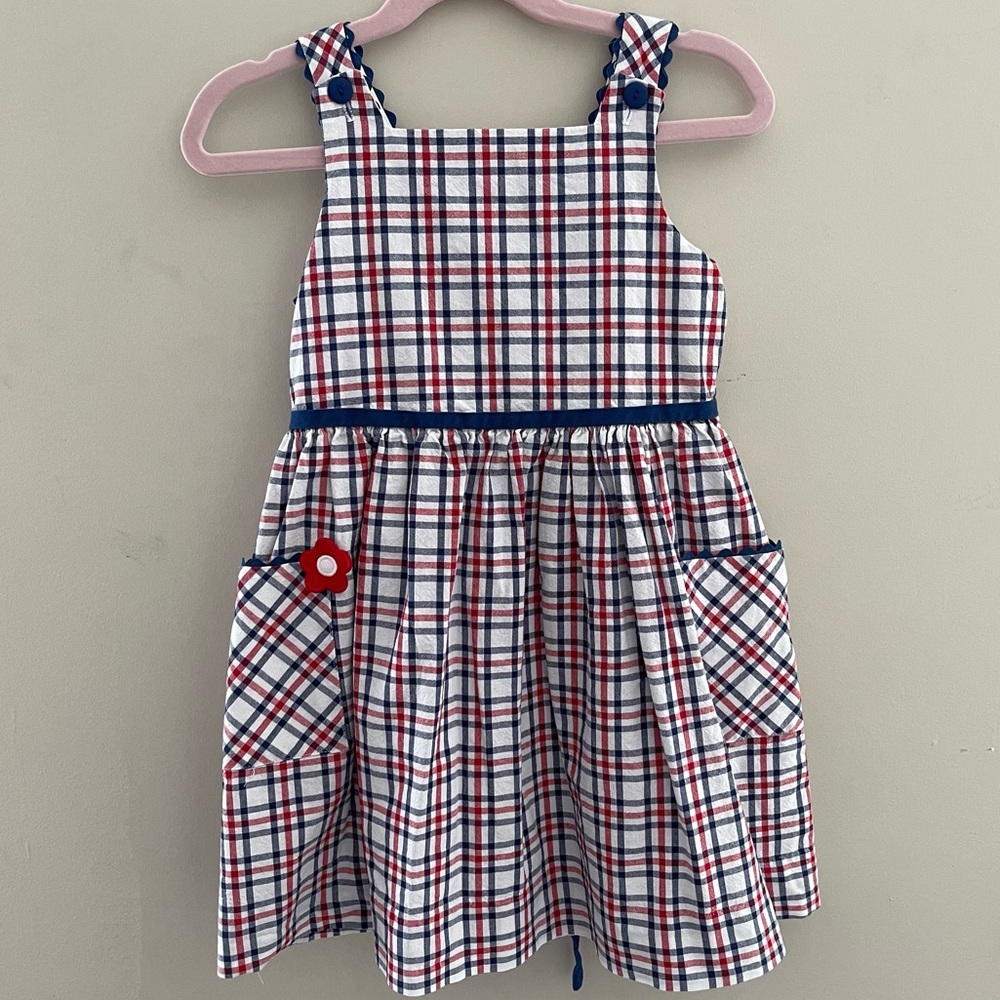 Florence Eiseman Plaid Flower Motif Dress Sz 5